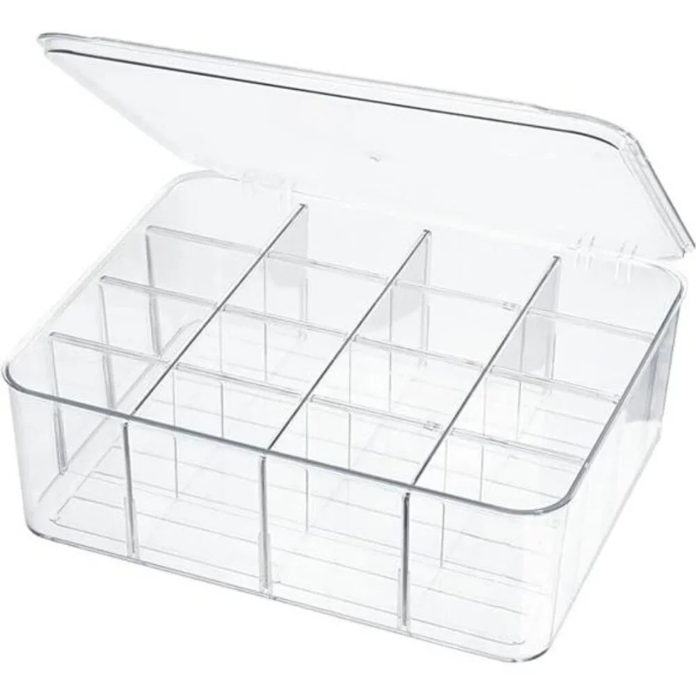 Clear Drawer Organizer Box with 16 Dividers for Socks Underwear Ties Bras